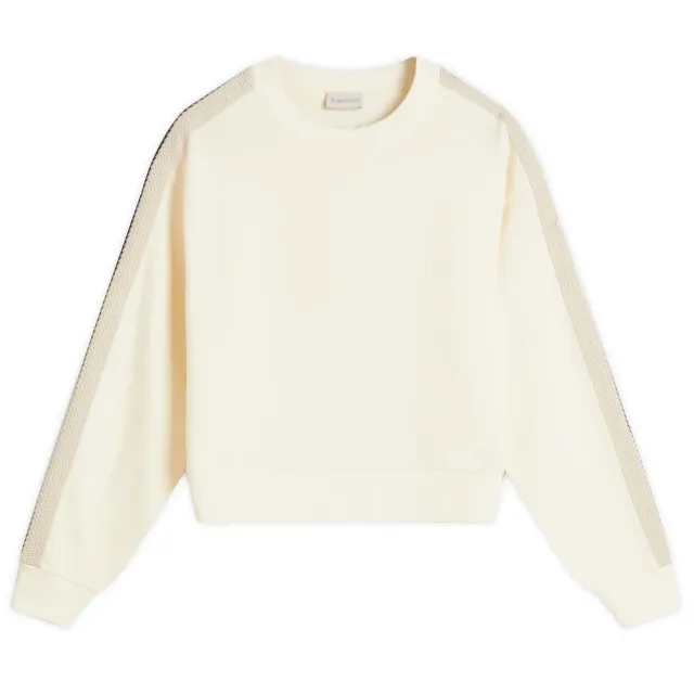 Moncler Women's Crochet Stripe Sweatshirt Beige