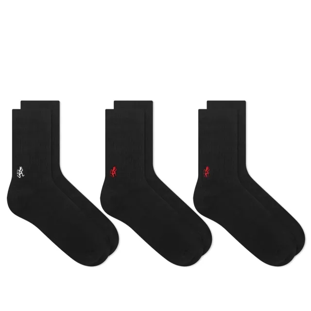 Gramicci Men's Basic Crew Socks - 3-Pack Black