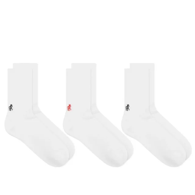 Gramicci Men's Basic Crew Socks - 3-Pack White