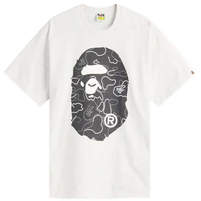 A Bathing Ape Men's Neon Camo Big Ape Head Tee Gray