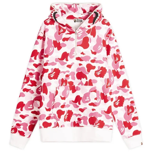 A Bathing Ape Men's ABC Camo Shark Haf Zip Hoodie Pink