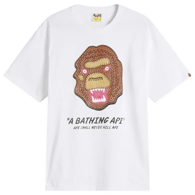 A Bathing Ape Men's Embroidery Style Souvenir Logo Tee White