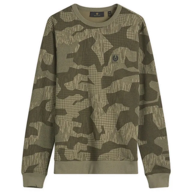 Belstaff Men's Terrain Camo Sweatshirt Surplus Green / Washed Black
