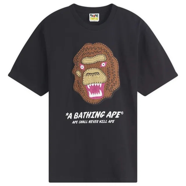 T-Shirt A Bathing Ape Embroidery Style Souvenir Logo Tee Unisex Black L