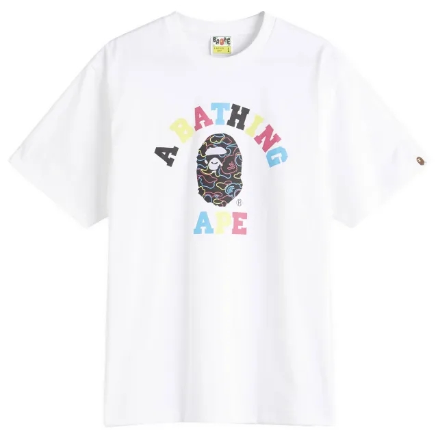 A Bathing Ape Men's Neon Camo College Tee White