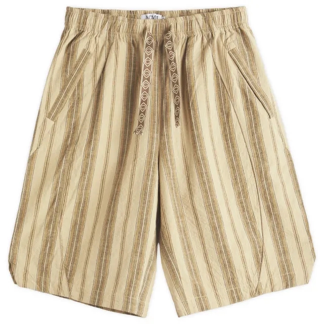 ACMH by Magic Castles Men's Idle Long Stripe Shorts Beige Stripe