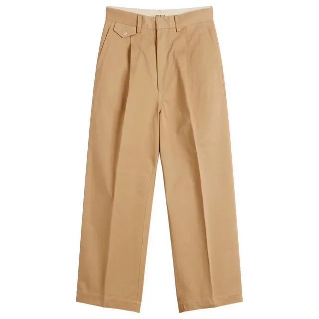 Auralee Women's Washed Finx Chino One-Tuck Pants Camel Brown