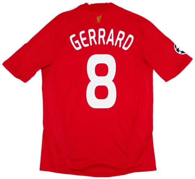 adidas 2008-10 Liverpool Home Shirt Gerrard #8 - 7/10 - (M)