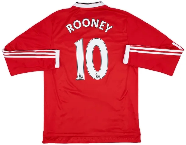 adidas 2015-16 Manchester United Home L/S Shirt Rooney #10 - 10/10 - (L)