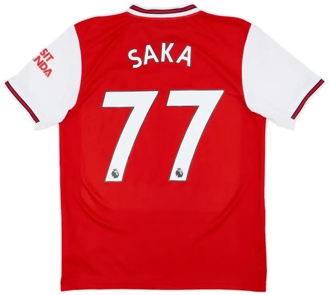 adidas 2019-20 Arsenal Home Shirt Saka #77 - 9/10 - (M)