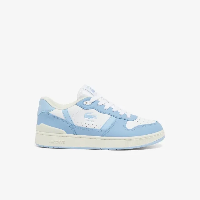 Lacoste Women's T-Clip Set Leather Sneakers - White & Light Blue