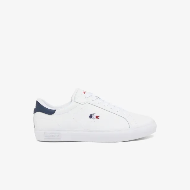 Lacoste Men's Powercourt Leather Sneakers - White, Navy & Red