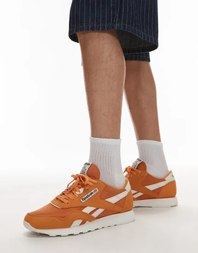 Reebok Classic Nylon Trainers In Orange