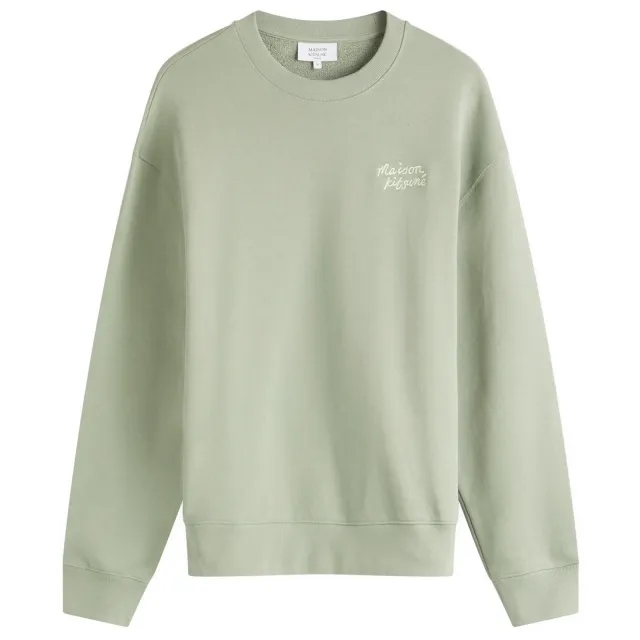 Maison Kitsuné Maison Kitsune Handwriting Comfort Crew Sweatshirt Vert-De-Gris