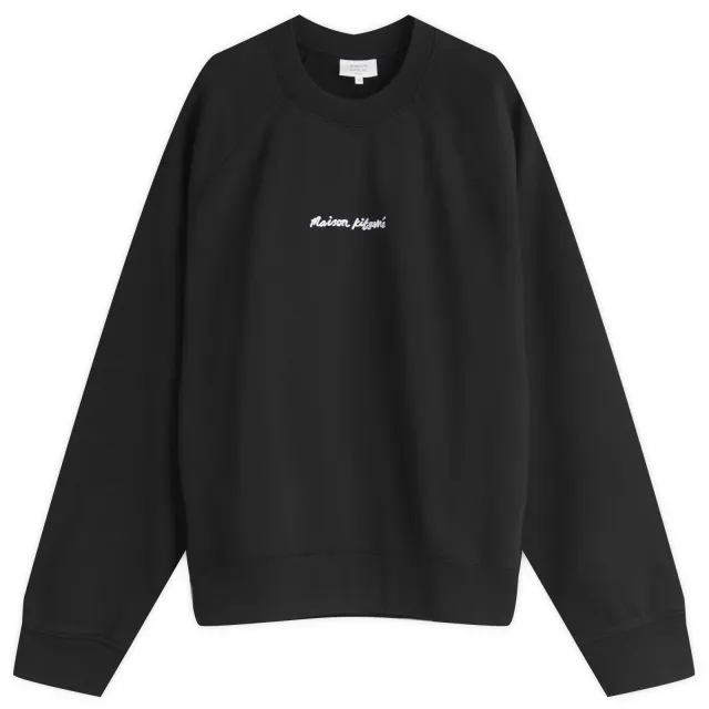 Maison Kitsuné Maison Kitsune Embroidery Oversize Raglan Crew Sweatshirt Black