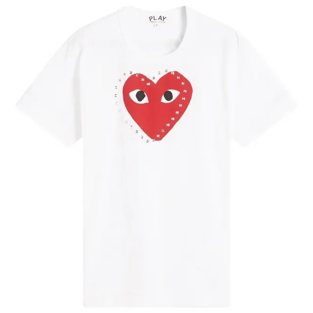 Comme des Garçons Play Men's Studded Large Heart T-Shirt White/Red