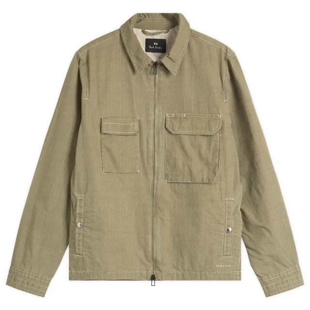 Paul Smith Men's Zip Front Pocket Overshirt Jacket Green