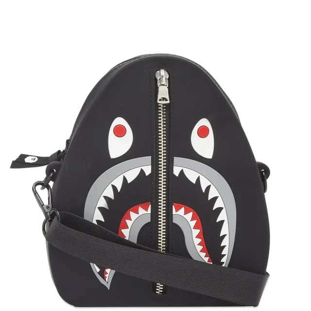 A Bathing Ape Men's Bape Shark Silicon Shoulder Bag White