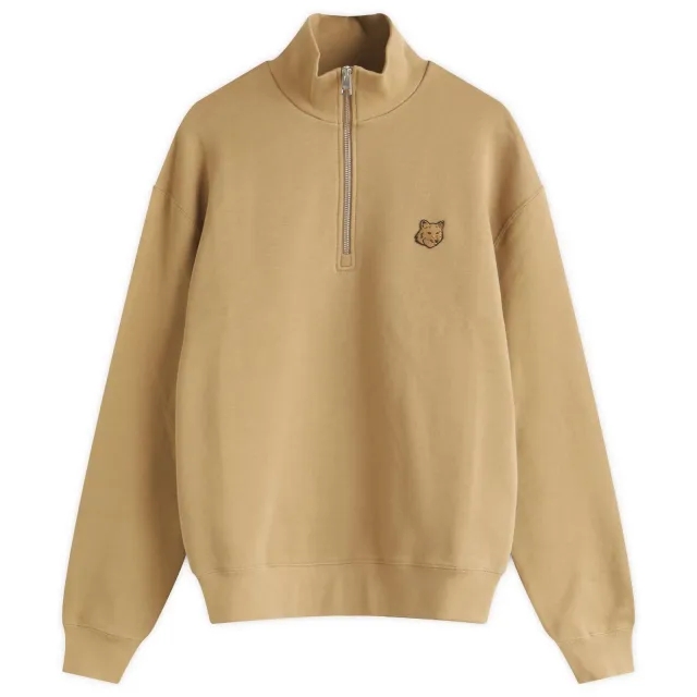Maison Kitsuné Maison Kitsune Bold Fox Head Comfort Half Zip Sweatshirt Cardamon