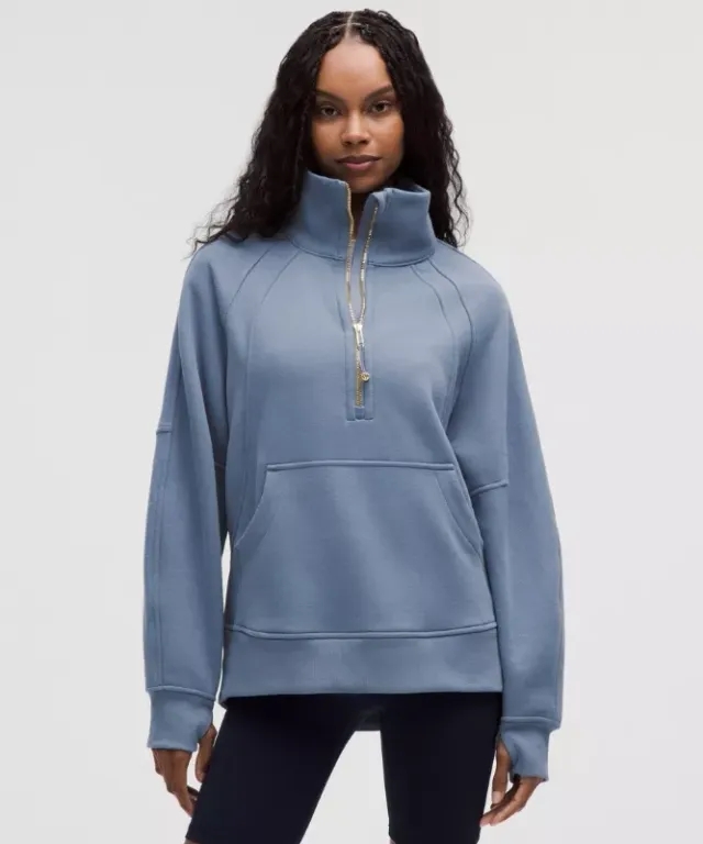 lululemon IE lululemon – Women's Scuba Oversized Funnel-Neck Half Zip Sweatshirt Long – Color Gold/Blue – Size XS/S