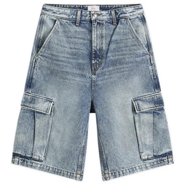 Rhude Men's Denim Cargo Shorts Bay Indigo