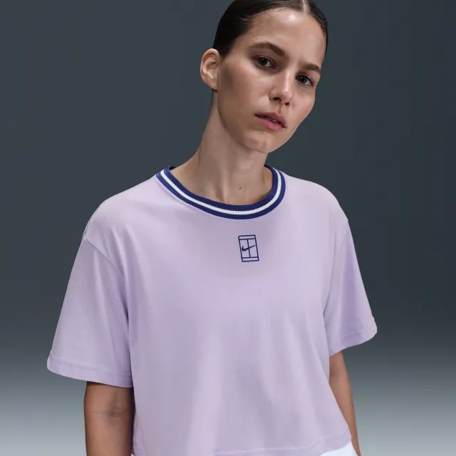 Nike Heritage Women's Dri-FIT Short-Sleeve Cropped T-Shirt - Purple - Cotton/Polyester