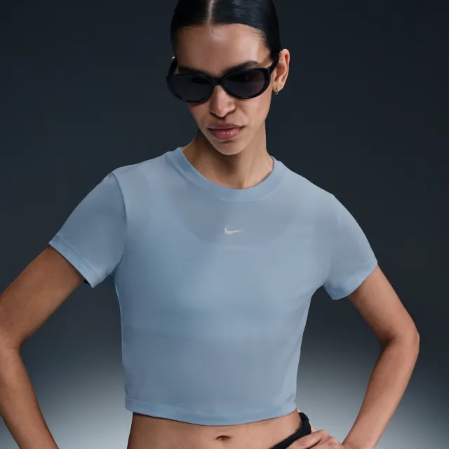 Nike Sportswear Chill Knit Women's Cropped T-Shirt - Blue - Modal/Cotton/Elastane
