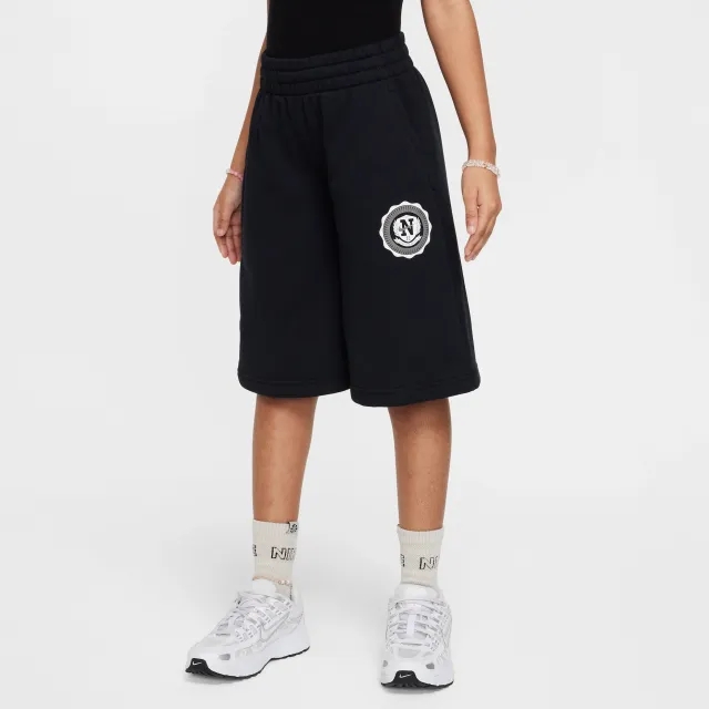 Nike Sportswear Girls' French Terry Shorts - Black - Cotton/Polyester