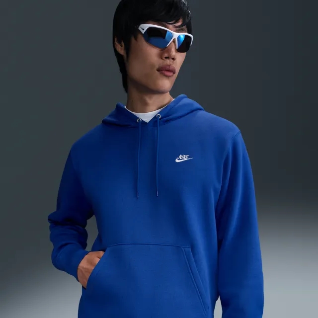 Nike Club Men's Pullover Fleece Hoodie - Blue - Cotton/Polyester