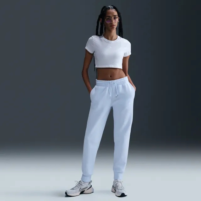 Nike Sportswear Phoenix Fleece Women's Mid-Rise Tracksuit Bottoms - Blue - Cotton/Polyester
