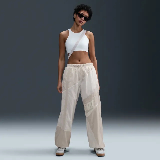 Nike Sportswear Women's Mid-Rise Loose Woven Open-Hem Trousers - White - Nylon