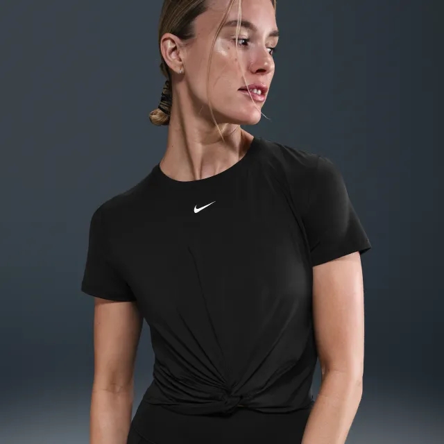 Nike One Classic Women's Dri-FIT Twist Short-Sleeve Top - Black - Polyester/Elastane