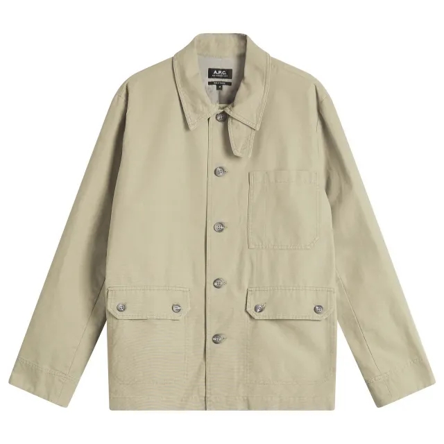 A.P.C. Men's Piet Canvas Work Jacket Gray Green