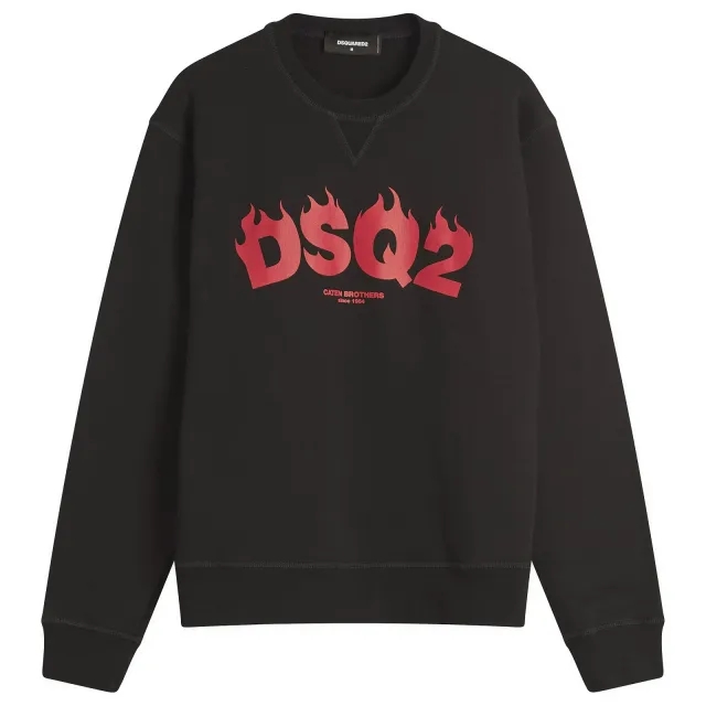 Dsquared2 Men's Flames Logo Cool Fit Crew Sweat Black