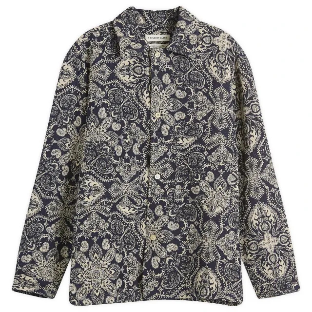 A Kind of Guise Men's Sayan Shirt Jacket Midnight Sand Jacquard