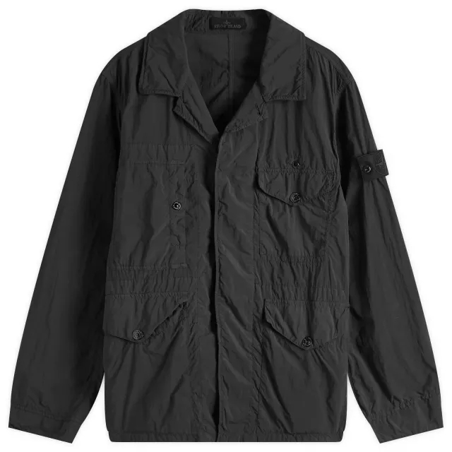 Stone Island Men's Ghost Piece Nylon Smerigliato Field Jacket Black