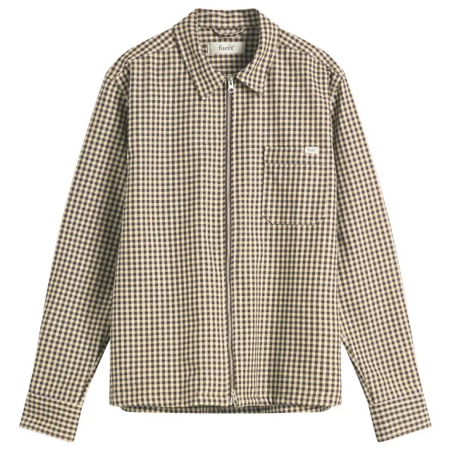 Foret Men's Cabin Zip Shirt Jacket Brown Check