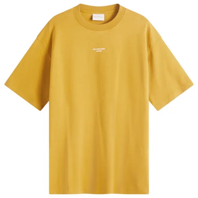 Drôle de Monsieur Men's Small Not From Paris Madame Slogan T-Shirt Mustard