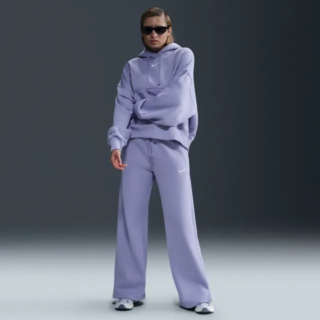 Nike Sportswear Phoenix Fleece Women's High-Waisted Wide-Leg Tracksuit Bottoms - Purple - Cotton/Polyester