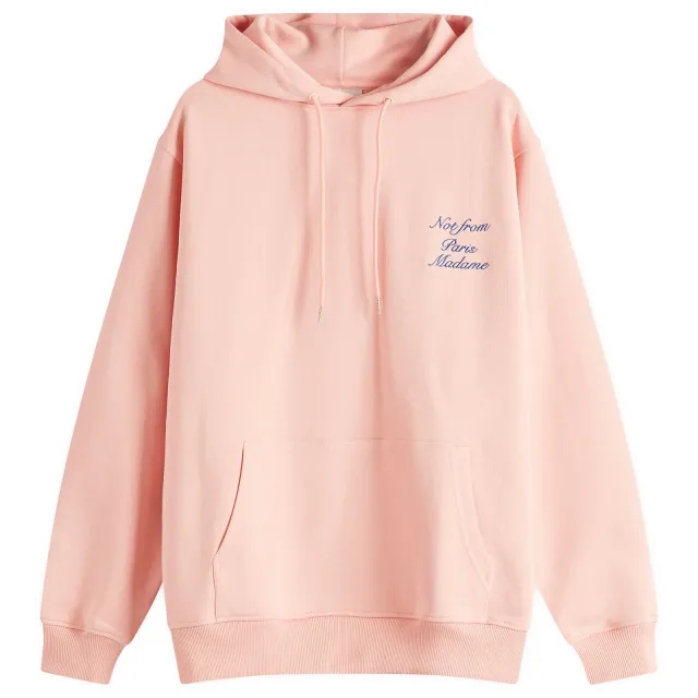 Drôle de Monsieur Men's Cursive Not From Paris Madame Slogan Hoodie Light Pink