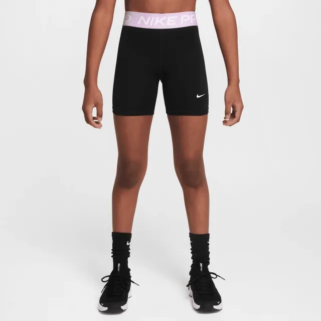 Nike Pro Older Kids' (Girls') Dri-FIT 13cm (approx.) Shorts - Black - Recycled Polyester Minimum