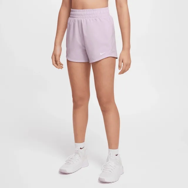 Nike One Older Kids' (Girls') Dri-FIT High-Waisted Woven Training Shorts - Purple - Recycled Polyester Minimum