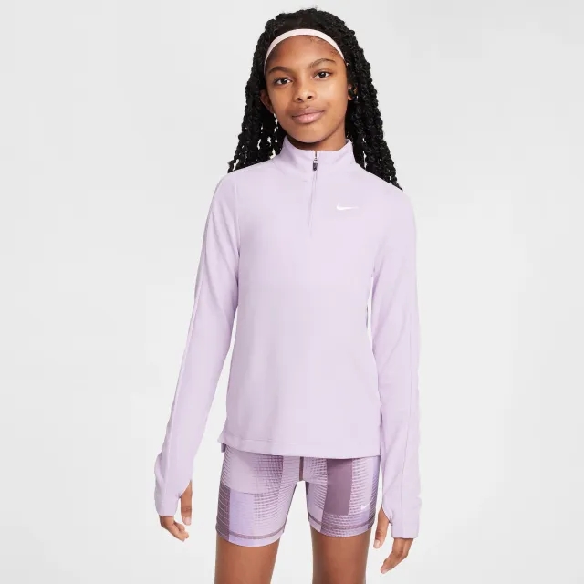 Nike Girls' Dri-FIT Long-Sleeve 1/4-Zip Top - Purple - Recycled Polyester