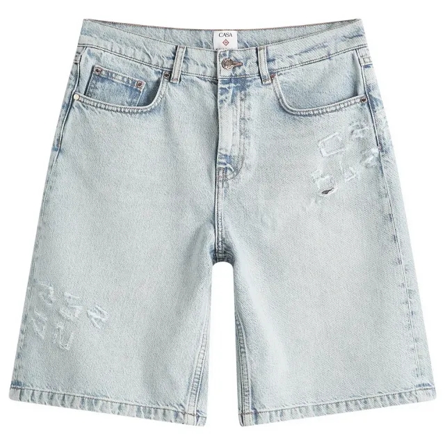 Casablanca Women's Casablanca Women's Graffiti Denim Shorts Mid Wash