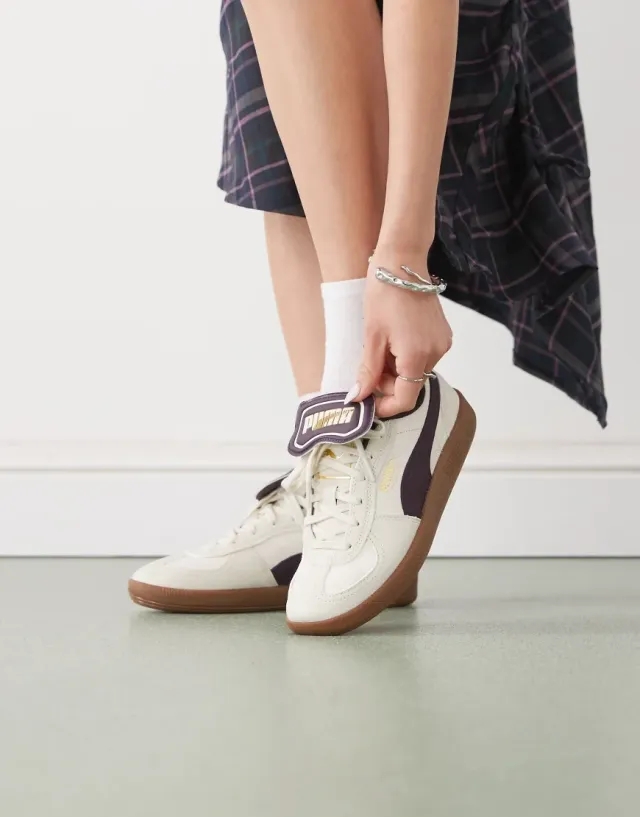 PUMA Palermo Premium Sneakers Unisex, Alpine Snow/Midnight Plum