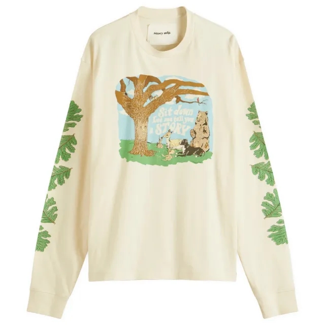 Story mfg. Men's Grateful Long Sleeve T-Shirt Ecru Tree Tales