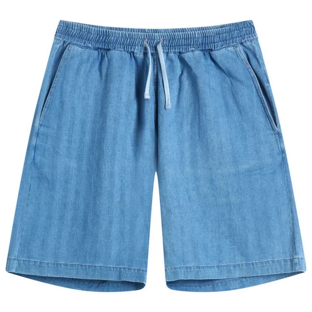 Universal Works Men's Herringbone Denim Simple Short Washed Indigo