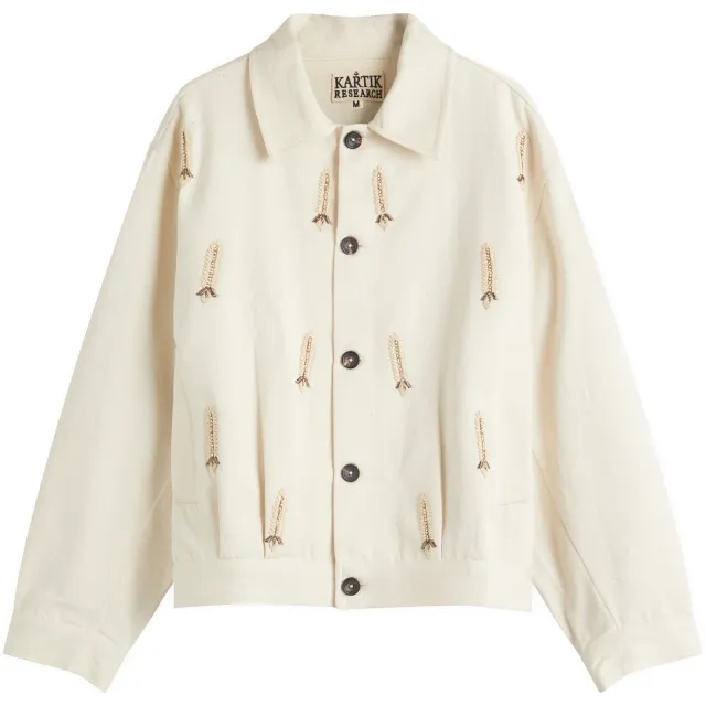 Kartik Research Men's Embroidered Jacket Ecru/White