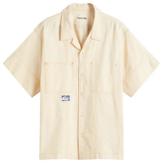 Story mfg. Men's Ecru Brake Shirt Jacket Ecru Wonky-Wear