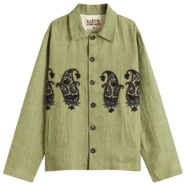 Kartik Research Men's Cropped Embroidered Jacket Green/Black